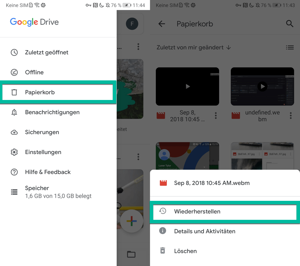 Google Drive gelöschte Dateien wiederherstellen Papierkorb