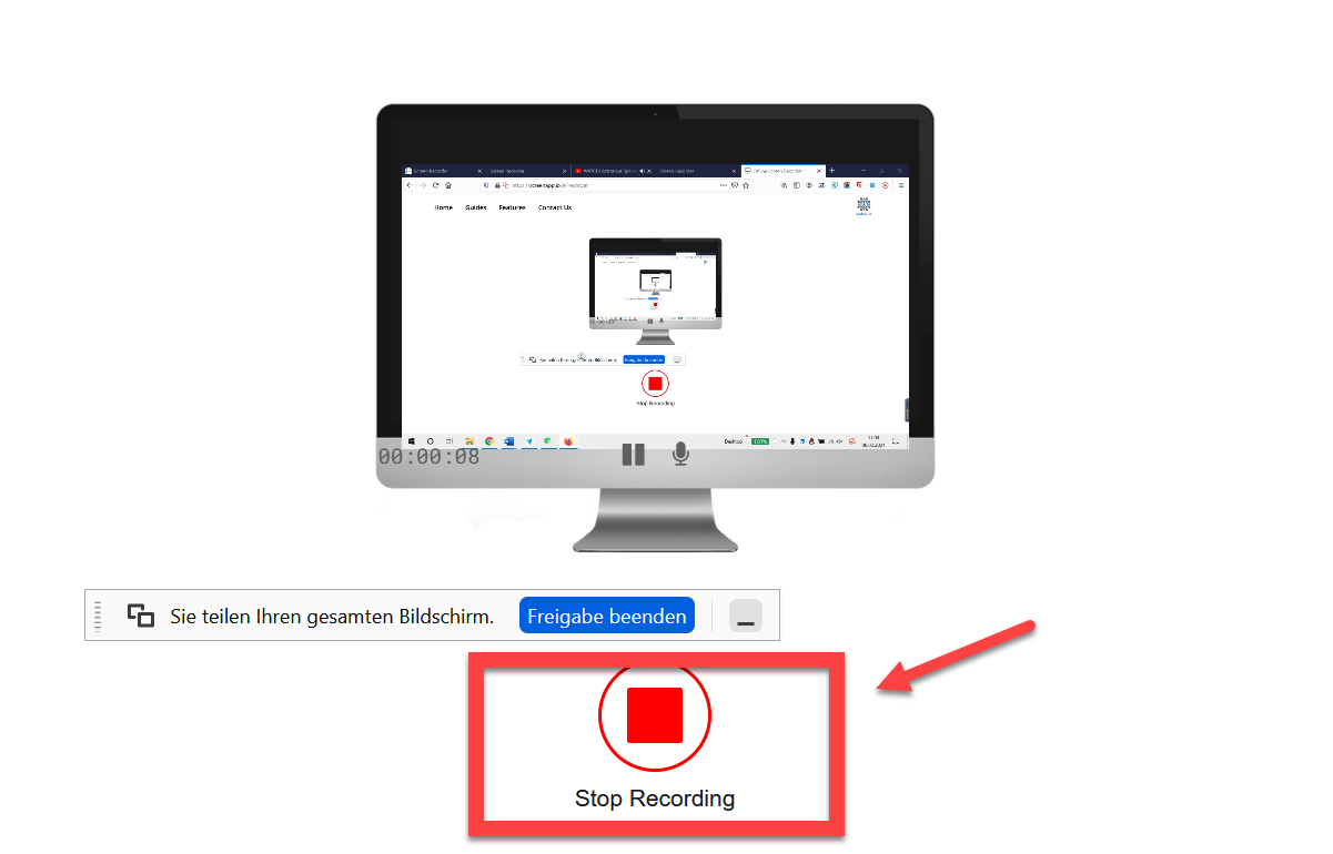Online Screen Recorder Aufnahme beenden