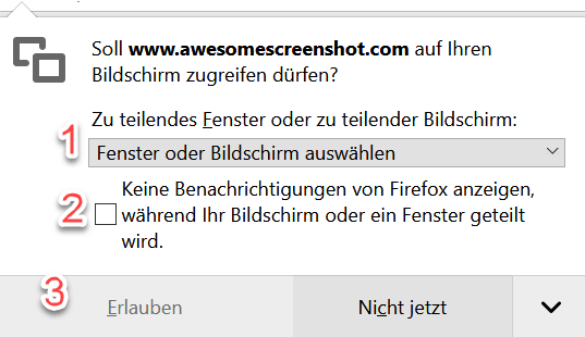 Online Screen Recorder Aufnahmebereich auswählen