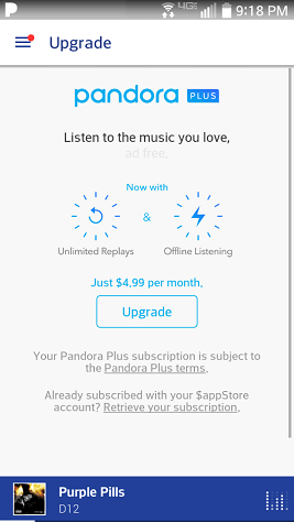 Auf Pandora Plus upgraden