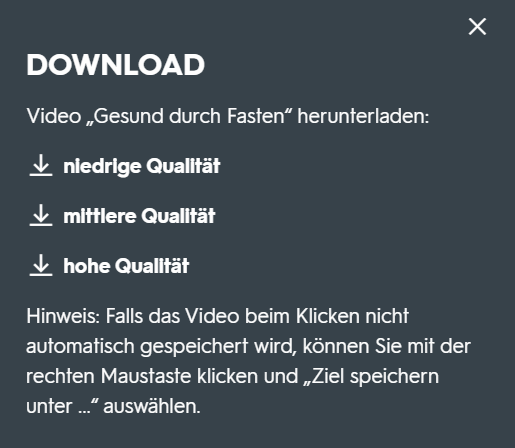 Videoqualität für Download auswählen 3sat