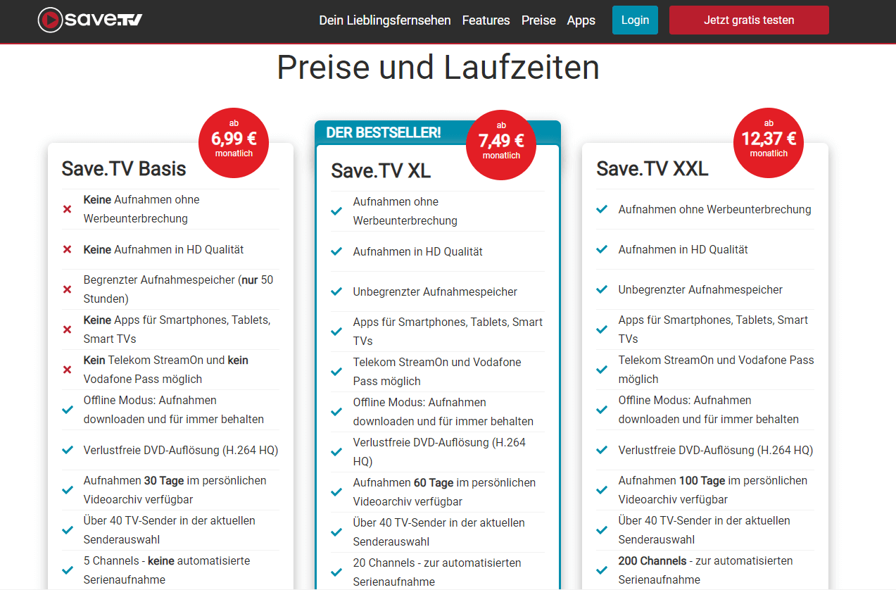 Preise von Save. TV