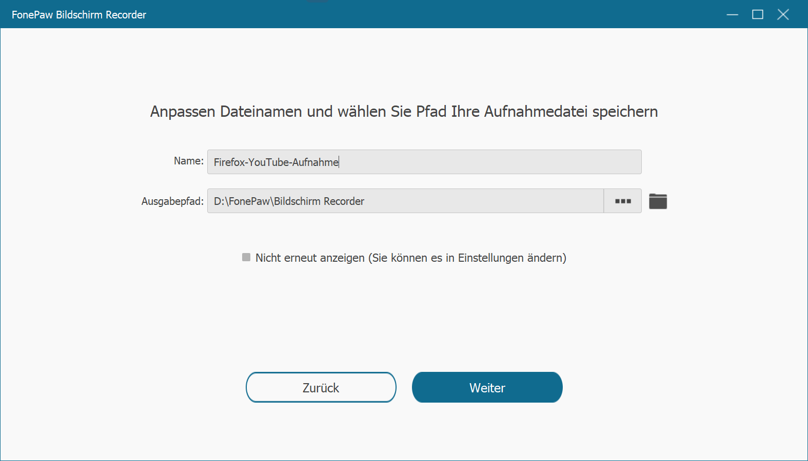 Firefox Aufnahme speichern