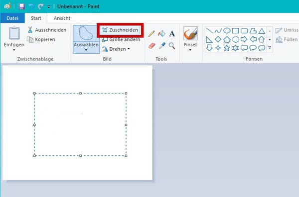 Bilder mit Windows Paint zuschneiden