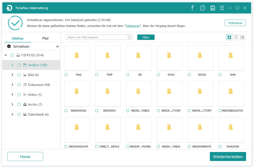 Dateien in der SSD-Festplatte checken