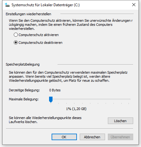 Windows Systemwiederherstellungspunkt auswählen