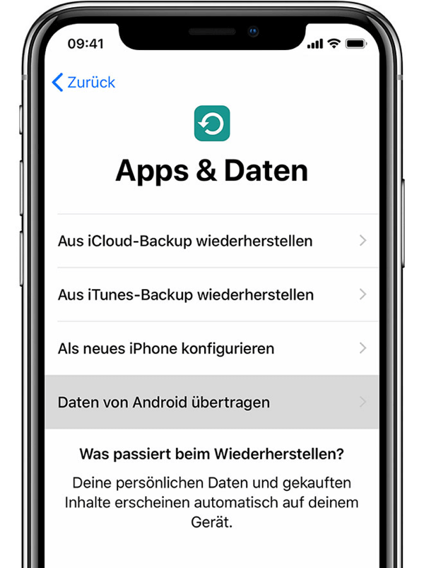 iPhone Apps und Daten Bildschirm