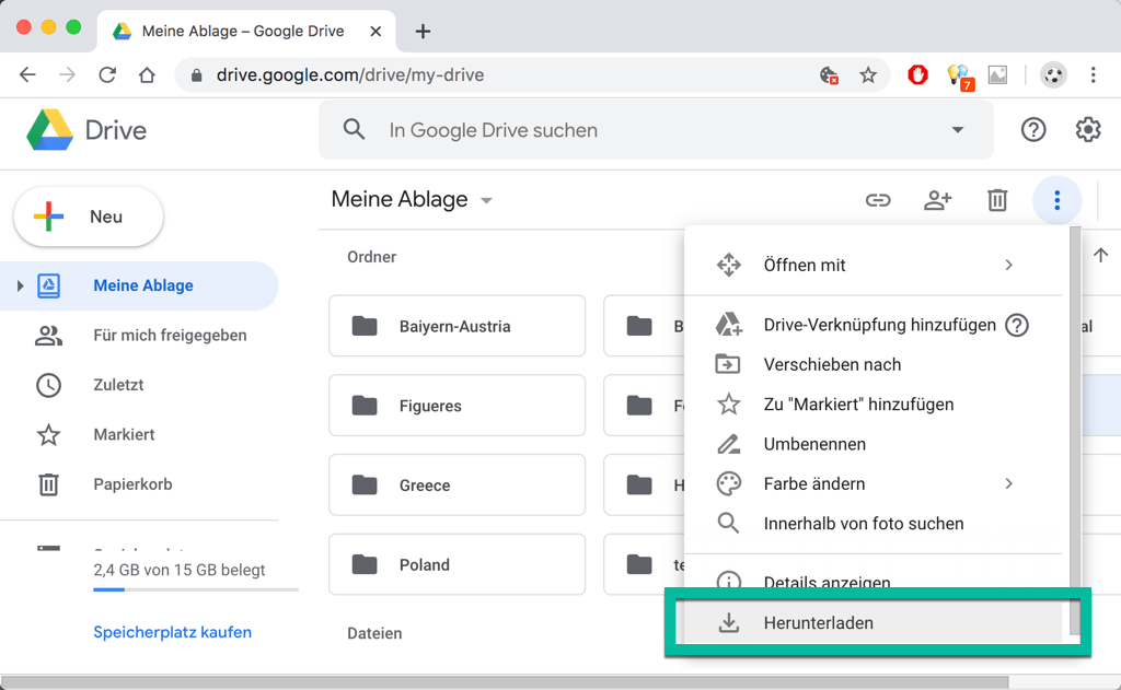 Download von Google Drive