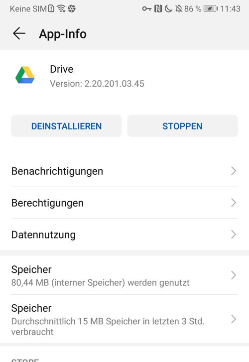 Die Google Drive App stoppen