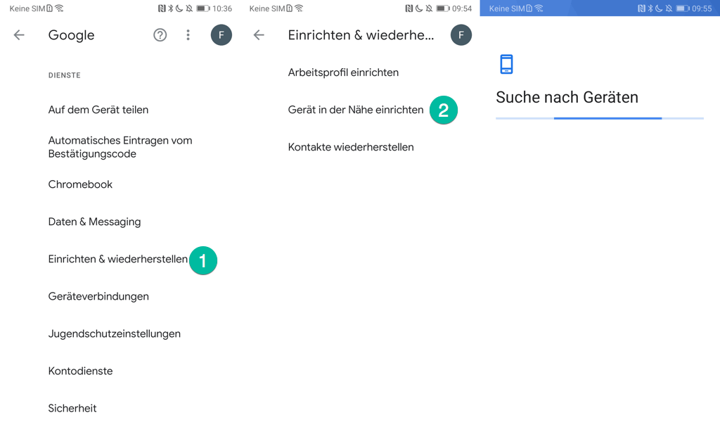 Google Nearby Gerät einrichten