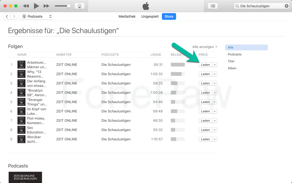 iTunes Podcast downloaden