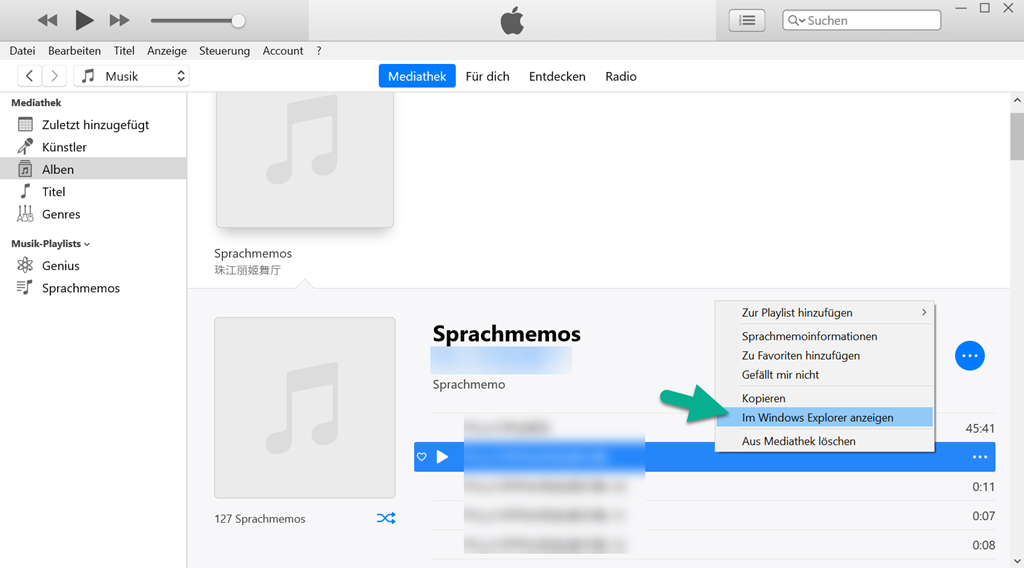 auf iTunes Sprachmemos überprüfen