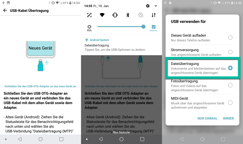 LG USB verwenden für Dateiübertragung