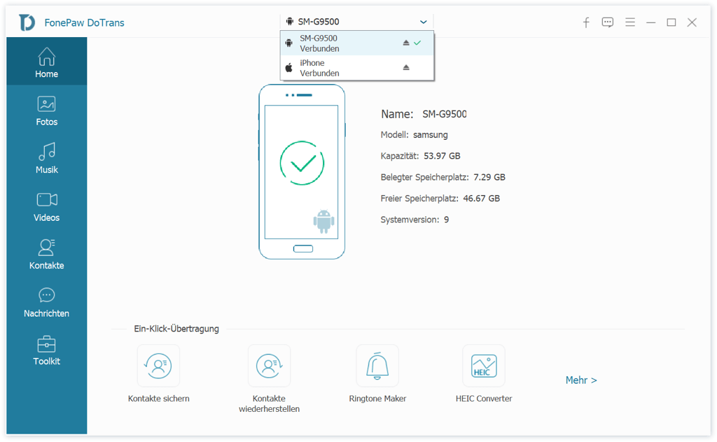 iPhone verbinden mit Android Handy