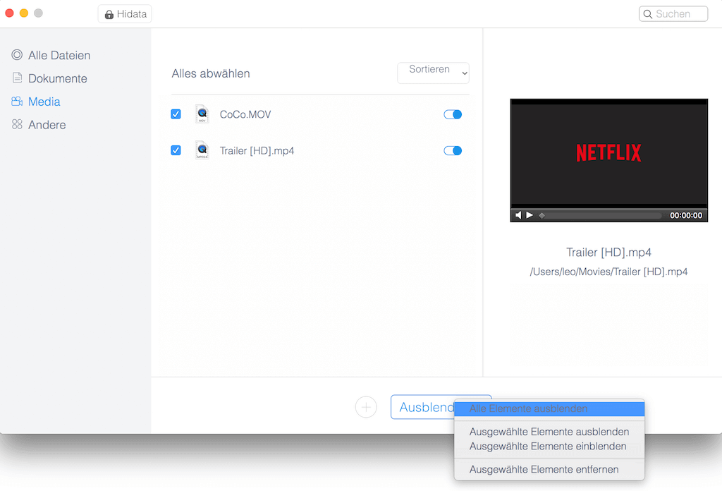 Videos verstecken auf Mac