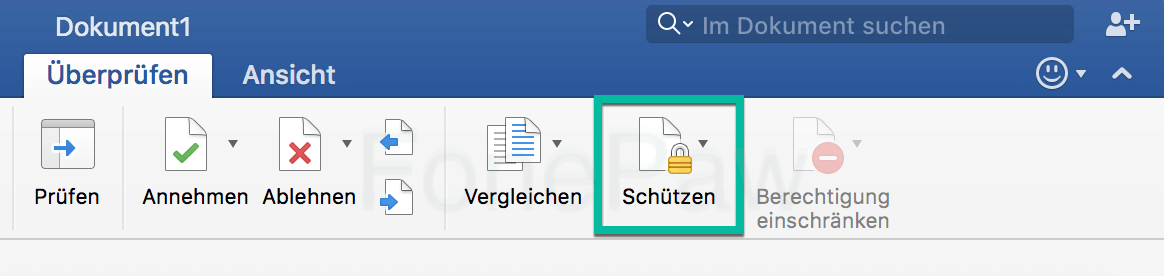 Word 2016 Dokument mit Passwort schützen auf Mac