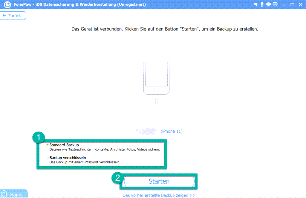 iOS Back up erstellen