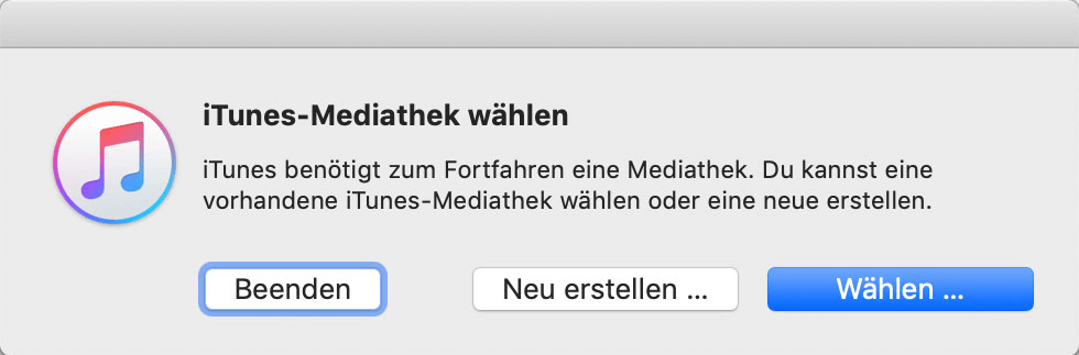 iTunes Mediathek wählen und wiederherstellen