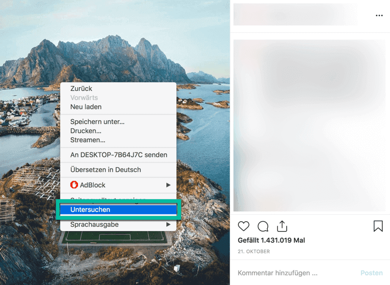 Instagram Bild untersuchen