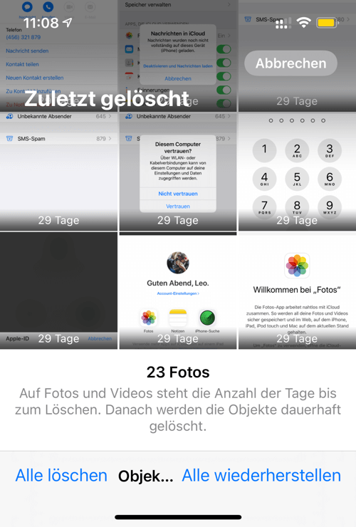 Gelöst Papierkorb auf iPhone finden und Daten ...