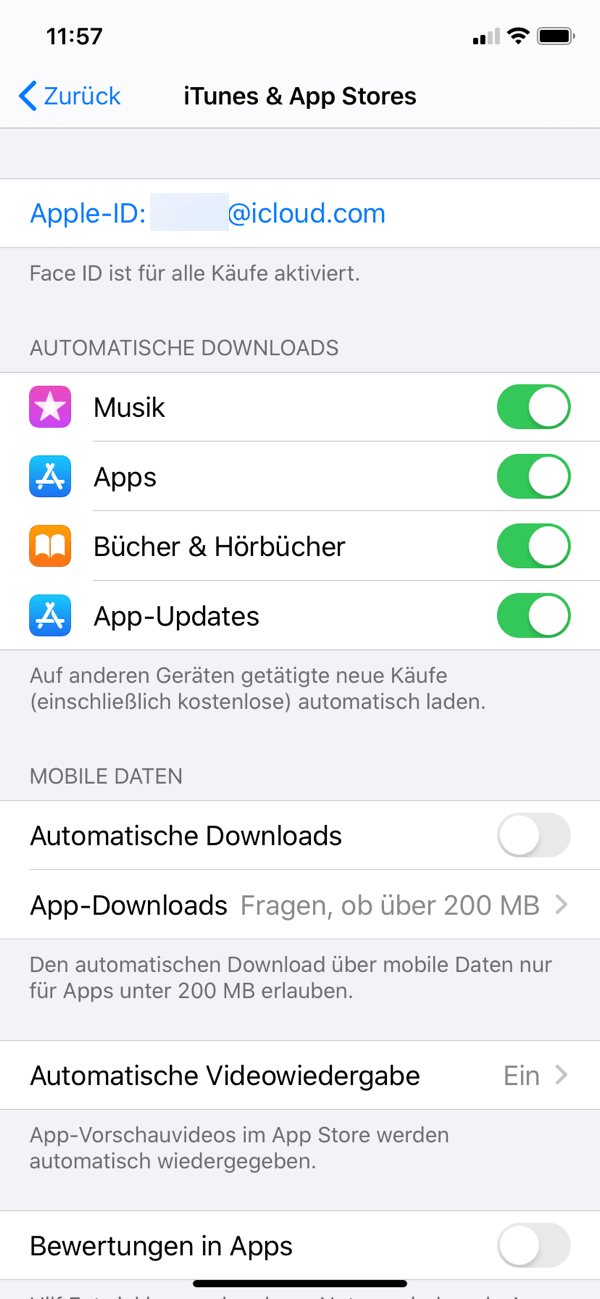 Automatische Downloads deaktivieren iTunes & App Stores