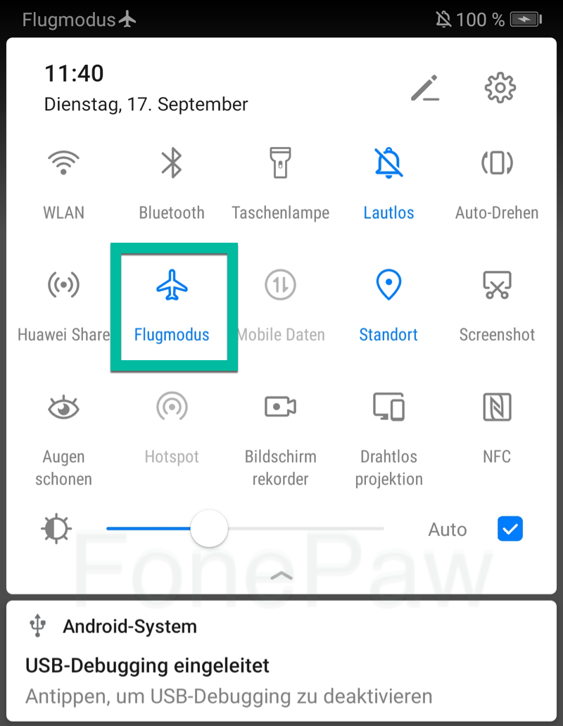 Handy Flugmodus ein- und ausschalten