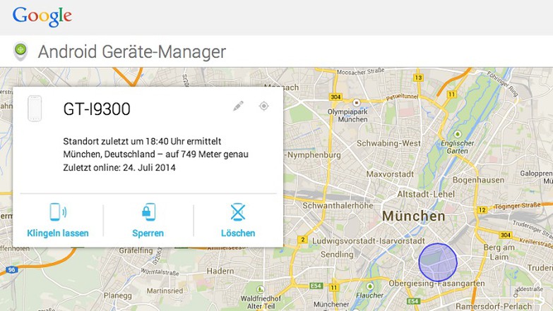 Android-Smartphone per Android Gerät Manager entsperren