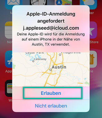 Apple ID Anmeldung angefordert