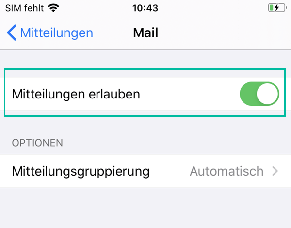 Benachrichtigungen deaktivieren iPhone-Mail
