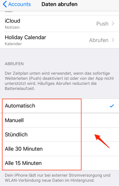 Daten abrufen iPhone E-Mail