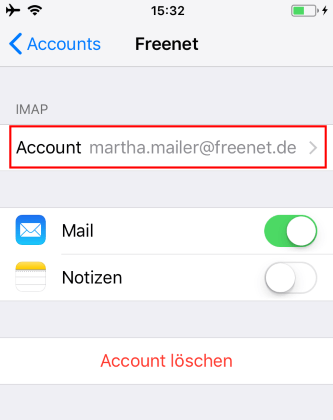 E-Mail-Account löschen iPhone