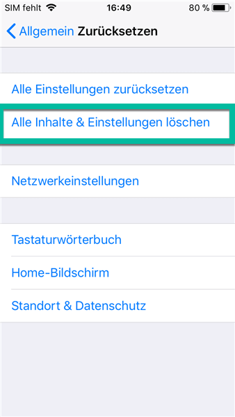 iPhone zurücksetzten