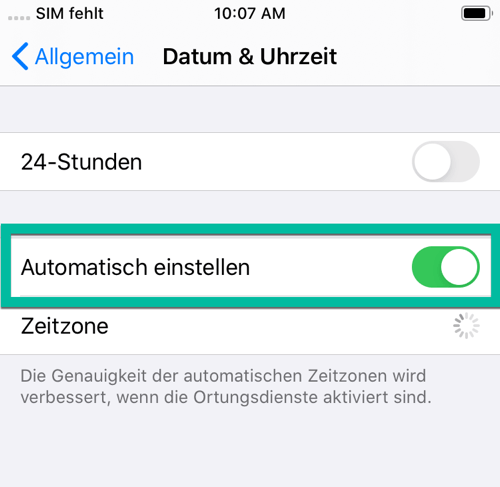 Apple Datum automatisch einstellen