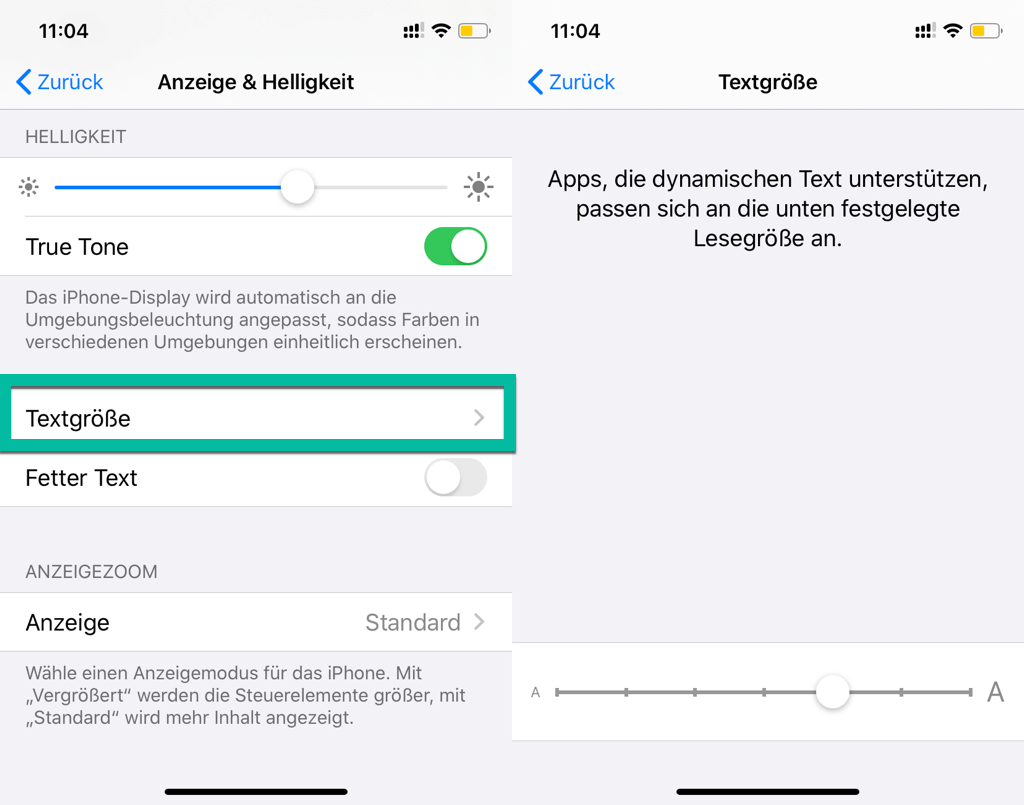 iPhone Schriftgrösse ändern