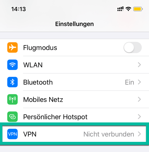 iPhone VPN deaktivieren