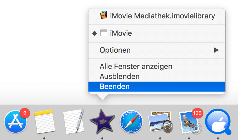 Mac Programm beenden im Dock