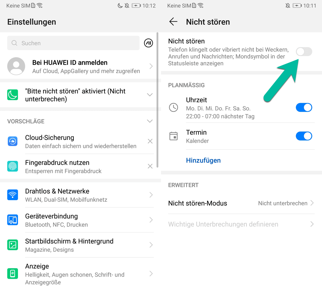Nicht-Stören-Modus deaktivieren Android