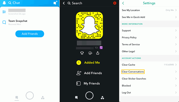 Snapchat-Conversationen löschen