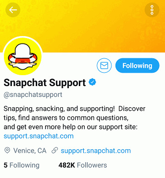 Snapchat unterstützen Twitter-Konto