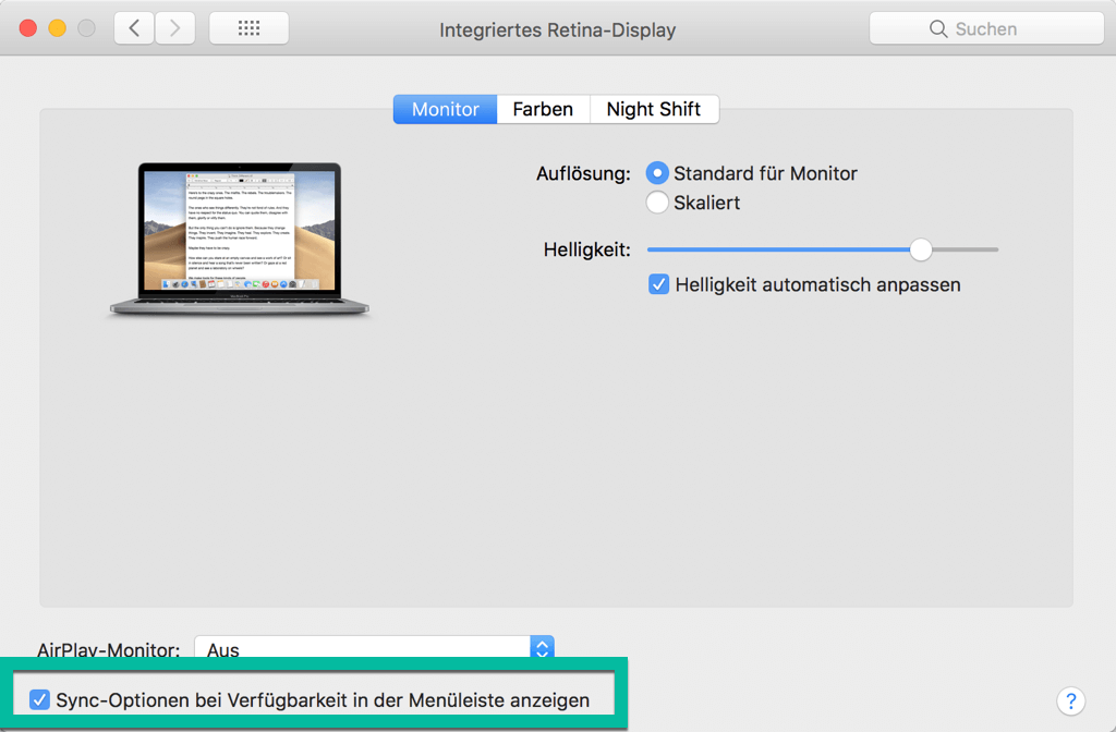 AirPlay Symbol anzeigen auf Mac
