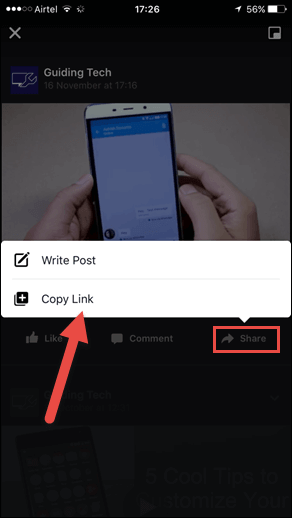 iPhone Facebook Videos URL kopieren