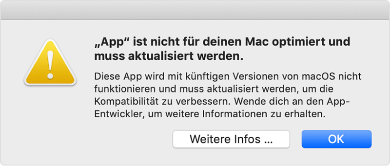 App ist nicht für deinen Mac optimiert