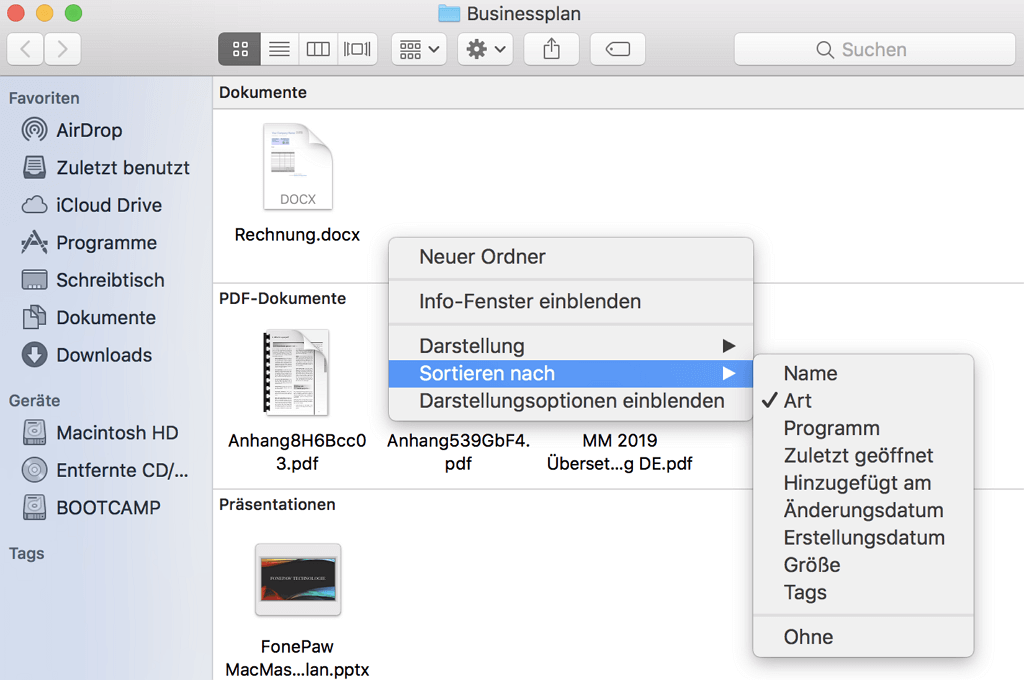Mac-Datei verwalten