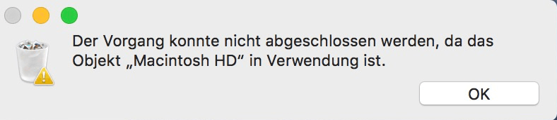 Der Vorgang konnte nicht abgeschlossen werden, da das Objekt in Verwendung ist