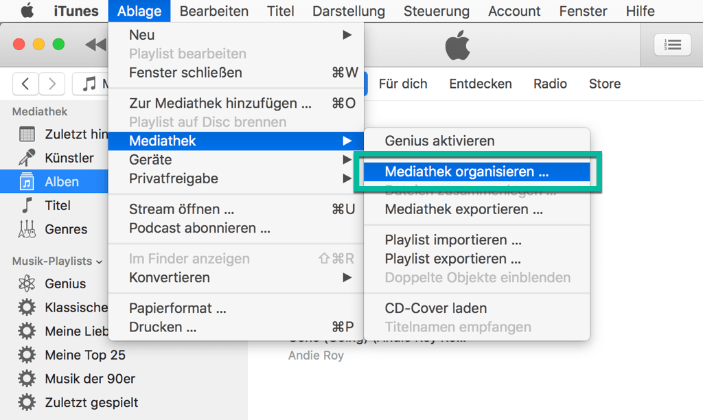 iTunes Mediathek organisieren