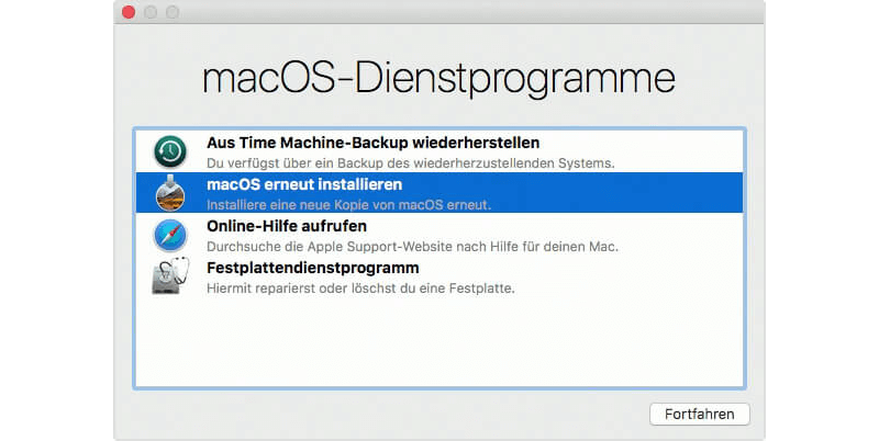 macOS neu installieren Recovery-Modus 