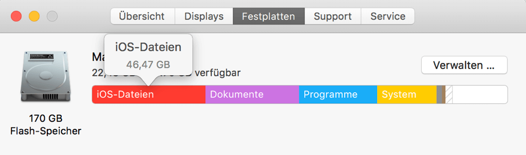 iTunes Backup belegt viel Speicherplatz