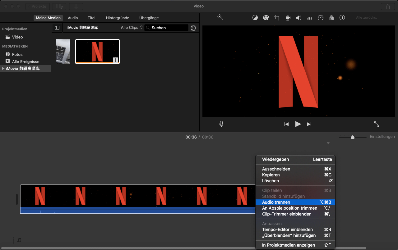Audio trennen iMovie